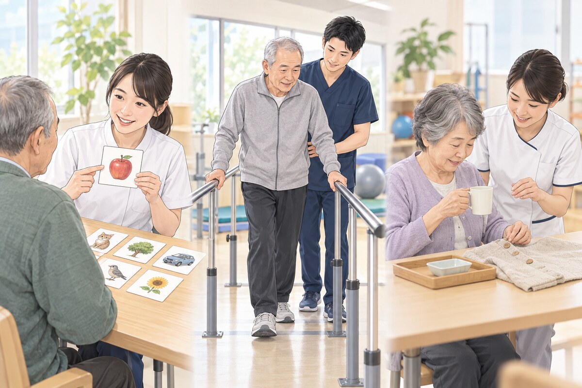 言語聴覚士と理学療法士と作業療法士の違いを表す場面