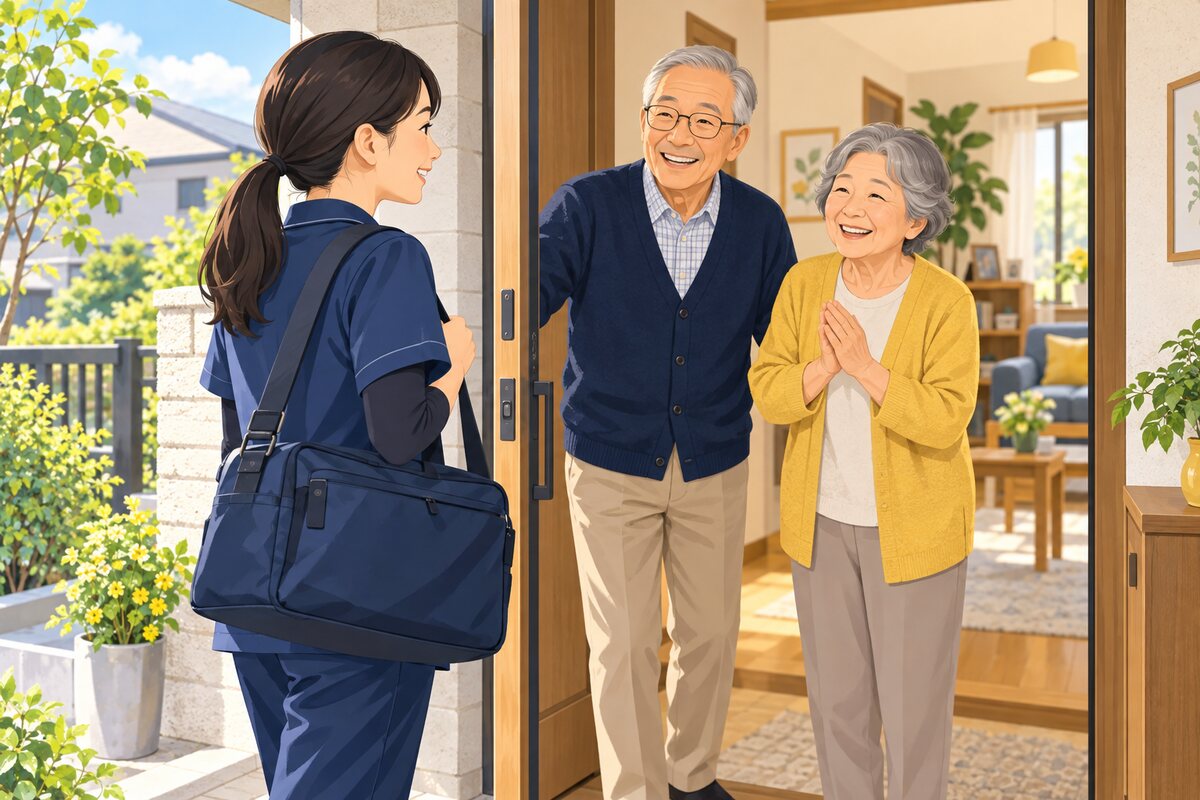 言語聴覚士を自宅に迎える高齢者夫婦