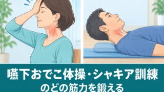 【言語聴覚士が解説】嚥下おでこ体操・シャキア訓練のやり方|のどの筋力を鍛える